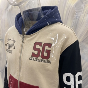 Chaqueta con Capucha para Hombre Snowgrace, Beige, Negro, Rojo, con Logotipo SG Estampado, Estilo Casual, para Otoño, Corte Regular - Product Image 4