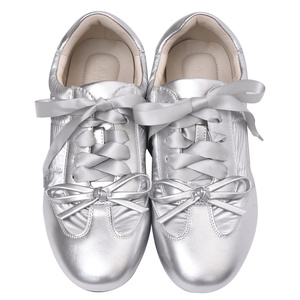 Zapatos Planos de Ballet de Cuero Genuino para Mujer Ann'S, Cierre con Tiras y Lazo, Tacón Bajo Informal, Color Plateado, para Todas las Temporadas - Product Image 6