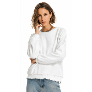 Women Plain Crew Neck Distress Sweatshirts <b>Drop</b> Shoulder Fashion Wear Distress Sweat Shirts Women's Oversize Distress Sweatshirt - Product Image 2