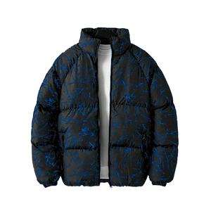 Vente en gros Blouson rembourré vintage imperméable unisexe noir écologique personnalisé Streetwear hiver Bomber hip hop sur pied avec fermeture éclair en soie - Product Image 1