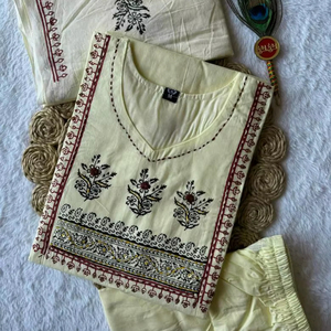 Conjunto de Kurta, Pantalón y Dupatta de Algodón Puro para Mujer, Diseño Moderno, Kurti con Estilo Pakistaní, Traje Étnico Salwar Kameez - Product Image 1