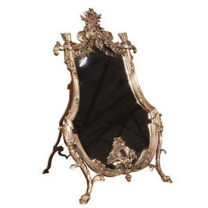 Fancy Design Portable Feature Aluminum Metal <b>Silver</b> Color Tabletop <b>Mirror</b> With Amazing Frame Stand Home Decor - Product Image 6
