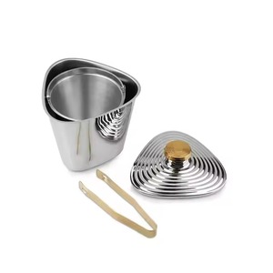 Seau à glace en acier inoxydable de haute qualité avec couvercle et pinces dorées, design moderne, résistant à la rouille, refroidisseur de boissons pour fêtes - Product Image 4
