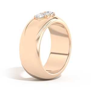 Diamond Statement <b>Ring</b> Bezel Setting 8mm Wide <b>Dome</b> Cigar Abstract Band Wholesale 14k 18k Gold Mixed Shape Lab Grown Manufacturer - Product Image 5