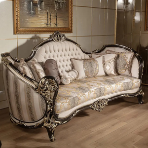 Juego de Sofás Tapizados en Madera de Teca de Lujo, Estilo Real Europeo Clásico, Tallado a Mano, Muebles para Sala de Estar de Villa - Product Image 2