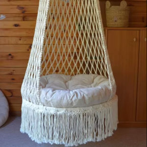 Handmade Rope-Woven <b>Hanging</b> Basket <b>Chair</b>, Hammock, Bohemian Courtyard <b>Swing</b> for Indoor & Outdoor Use - Product Image 1