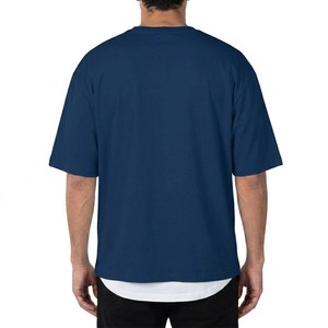 Camiseta Azul Marino Oversize para Hombre, Corte Holgado Informal, Cuello Redondo, Manga Corta, Algodón Suave, Estilo Urbano, Cómoda y Moderna para Verano - Product Image 5