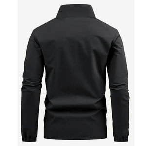 Mens Lightweight Coated Canvas Eco-Friendly <b>Slim</b> <b>Fit</b> Soft Shell <b>Jacket</b> with Front Logo 100% Polyester Streetwear Style - Product Image 2