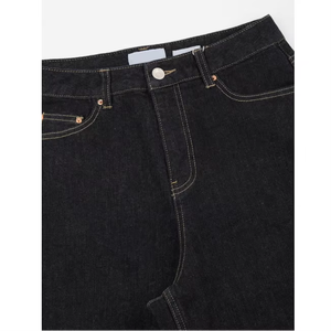 Wholesale 100% Cotton Men's Wide Leg Formal Summer Denim Pants Premium Quality Embroidery Button Jeans Knitted Mid Waist - Product Image 4