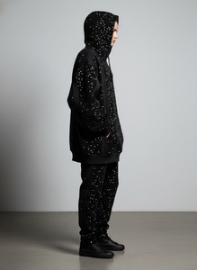 Sweat à capuche zippé premium en strass 500 g/m² pour homme, coupe oversize, en molleton bouclette épais, délavé à l'acide, style streetwear, personnalisable, OEM - Product Image 4