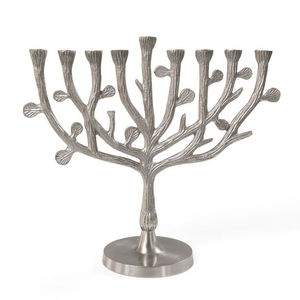 เชิงเทียนรูปต้นไม้สีเงินเก้ากิ่ง ดีไซน์ทันสมัยสำหรับงานฮานุกกะห์ของชาวยิว - Product Image 1