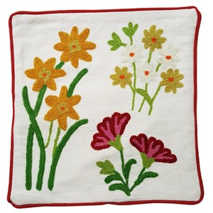 Kashmir Handmade Floral Embroidered Cushion Cover Cotton Decorative <b>Throw</b> Pillow Cover Decorative Floral Embroidery CushionCover - Product Image 4