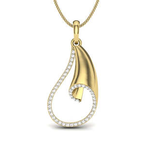 Yellow Gold Diamond Pendant With Round Brilliant Cut Natural Diamonds Women's Luxury Everyday Wear Jewelry - Product Image 3