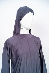 Women Modest Burkini Swimwear Full Body Long Sleeve Solid Dark Blue Swim Suit Beach Pool Wear - Product Image 3