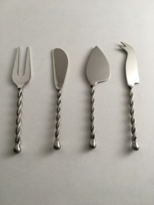Golden Stainless Steel Cheese <b>Knife</b> Set Wood Handle Modern Design Rust Resistant Dishwasher <b>Safe</b> Eco-Friendly Flatware for - Product Image 1