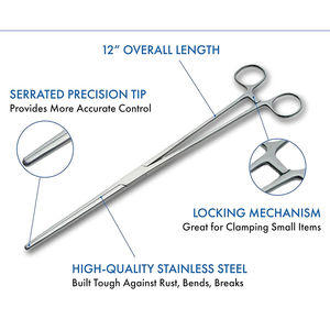 Pinzas Hemostáticas Rectas Profesionales de 12 Pulgadas para Uso Quirúrgico, Diseño de Precisión en Acero Inoxidable, Pinzas Hemostáticas Médicas - Product Image 5