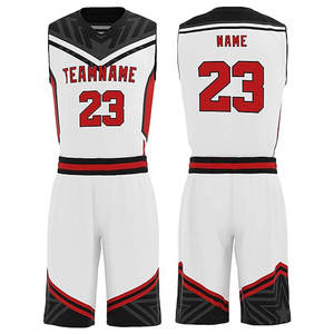 Conjunto de Uniforme de Baloncesto Personalizado para Hombre, Camiseta Blanca, Roja y Negra con Cuello en V, Pantalones Cortos de Secado Rápido, Estilo Deportivo, Ropa de Verano - Product Image 1