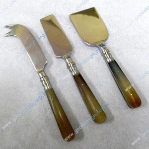 Bộ đồ ăn đám cưới vàng <span class=keywords><strong>Flatware</strong></span> trà bé món tráng miệng sừng xử lý dao đặt thép không gỉ thiết lập dao kéo - Product Image 6