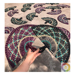 Handmade Wedding Hand Fan Natural Seagrass Fan Eco Friendly <b>Straw</b> Fan Bridal Party Favor Summer Event Fan Wholesale Vietnam - Product Image 3