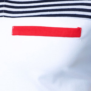 Polo pour homme à blocs de couleur, manches courtes, coupe ajustée, bordure contrastante, tricoté décontracté, blanc, marine, rouge - Product Image 4