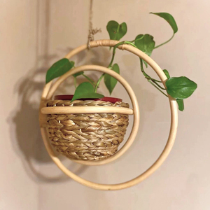 <b>Plants</b> <b>basket</b> rattan greenery holder <b>baskets</b> handcrafted hanging planter garden decoration - Product Image 1