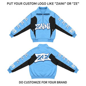 เสื้อแจ็คเก็ตกันลมโพลีเอสเตอร์พรีเมียม 220 GSM สีน้ำเงินดำ แบบแผง  พร้อมสกรีนโลโก้ตามสั่ง น้ำหนักเบา ซิปแบบสปอร์ต - Product Image 1