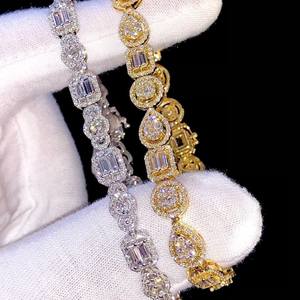 Pulsera de tenis de plata 925 chapada en oro con moissanita VVS auténtica, totalmente engastada, moderna, clásica para mujer, regalo de cumpleaños para novia - Product Image 2