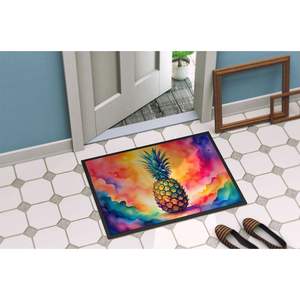 Paillasson intérieur/extérieur antidérapant ananas coloré lavable pile basse 24H X 36W pour tapis de porte d'entrée - Product Image 4