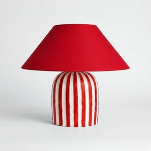 Hand-Painted Striped Metal Table Lamp with AC/DC Power Modern LED <b>Lighting</b> for Contemporary Home Decor - Product Image 1