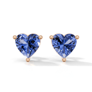 Heerani Jewels Natural 925 Sterling Silver Classic <b>Stud</b> Vermeil <b>Rose</b> <b>Gold</b> Unisex Engagement Wedding <b>Earrings</b> Tanzanite Heart - Product Image 1