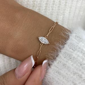 สร้อยข้อมือทองคำแท้ 14K ประดับเพชรทรงมาร์คีส์ 1.00 กะรัต E VVS2 เพชรสร้างในห้องปฏิบัติการ ดีไซน์หรูหรา สวยงาม เหมาะเป็นของขวัญวันเกิดสำหรับเธอ - Product Image 5