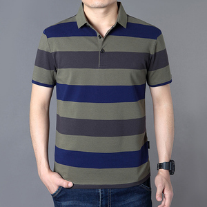 Camiseta Polo Ligera de Verano para Hombre, Talla Grande, Casual, de Manga Corta con Rayas, Diseño de Logotipo Personalizado OEM - Product Image 4