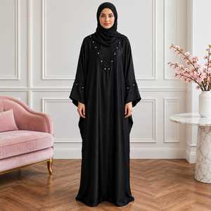Nueva Abaya de Poliéster con Bordado y Cuentas, Estilo Kaftán Elegante, Largo hasta el Suelo, Holgada y Abierta, para Mujeres Musulmanas - Product Image 4
