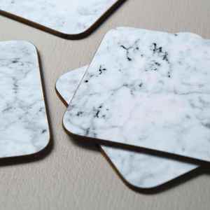 Luxury Marble Print Coasters Set Elegant Stone Inspired Finish Drink Coasters for Coffee Table Home Office <b>Desk</b> Tea Coffee Cups - Product Image 1