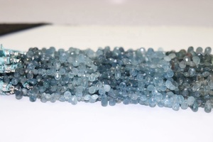 Perles de pierres précieuses en aquamarine mousse facettées en forme de poire, en gros, 7x5mm, 9 pouces, pour la fabrication de bijoux - Product Image 3