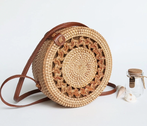 Vietnam Manufacturer Round Rattan <b>Bag</b> Natural <b>Wicker</b> Material Handbag for Fashion Shoulder Crossbody Daily Use Supply - Product Image 6