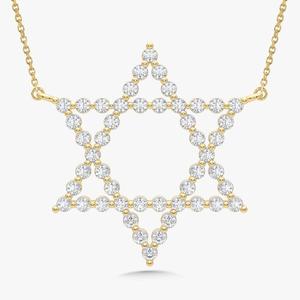 14K <b>Solid</b> Gold Diamond Star <b>Necklace</b> Pave Set 18 Inch Celestial Pendants Charm 10k 18k 1.1mm Cable Chain B2B Factory Price - Product Image 3