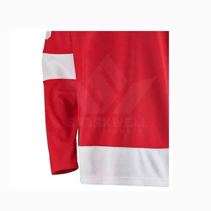 เสื้อฮอกกี้น้ำแข็งสีแดงสำหรับผู้ชาย หมายเลข 19 คอกลม แขนยาว พิมพ์ลายแบบ Sublimated ป้องกันรังสียูวี ระบายความชื้น ทรงปกติ สำหรับผู้ใหญ่ 100% - Product Image 3