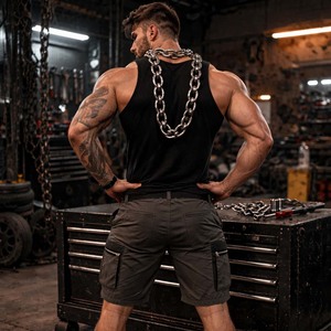 Pantalones Cortos Cargo Tácticos Casuales Personalizados para Hombre, con Múltiples Bolsillos, Cinturón Utilitario, Duraderos, Impermeables, Transpirables, de Oxford 100% Poliéster - Product Image 6