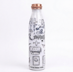 Elegante Botella de Agua de Cobre Estampada, Botella Ecológica y Estilosa para Uso Diario, Yoga, Gimnasio, Oficina, Escuela, Viajes, Regalo - Product Image 1