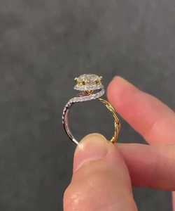 แหวนเพชรทรงกลม 2.02 กะรัต ประดับเพชรรอบวง ดีไซน์หรูหรา สำหรับผู้หญิง ทองคำแท้ 14K เหมาะสำหรับงานแต่งงาน ของขวัญสำหรับคู่รัก - Product Image 3