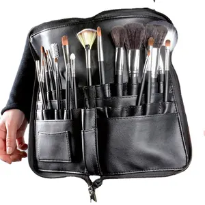 高品质皮革化妆卷起工具袋多工具储物袋专业化妆工具袋