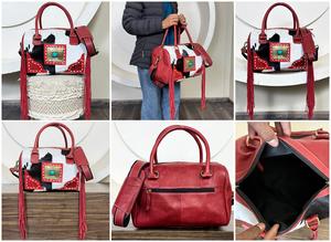 Nouveau sac bandoulière Speedy moyen en cuir véritable, design western, travaillé à la main, avec franges rouges et concho turquoise, sac de voyage en cuir de vachette - Product Image 3