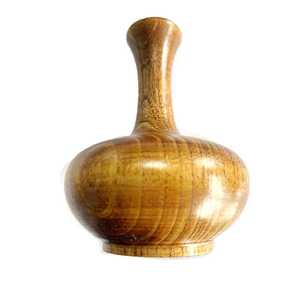 Vase à fleurs en bois de noyer foncé bicolore, artisanal, rustique, en bois massif, urne de table - Product Image 5