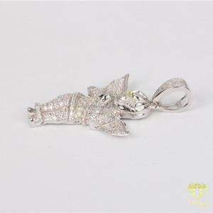 Religious Angel Charm Pendant in 925 Sterling Silver with Brilliant Moissanite Diamond Shine - Product Image 5