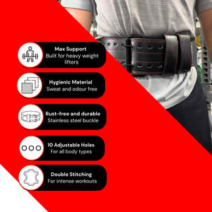 Cinturón de Levantamiento de Pesas de Cuero Genuino con Hebilla de Doble Punta, Protección Lumbar para Entrenamiento de Peso Muerto, Fitness y Seguridad en el Gimnasio - Product Image 4