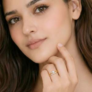 Hallmark Silver Stone Studded Double Band Gold Plated Fashion Ring - Product Image 3