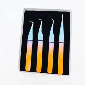 Juego de Pinzas Quirúrgicas para Pestañas Morje, Herramientas de Precisión de Acero Inoxidable, Puntas Dentadas/Serradas, 10 mm de Longitud, Degradado Naranja Azul - Product Image 6