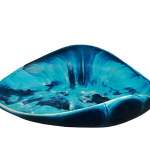 Tazón Grande de Resina Azul con Diseño de Hojas en Espiral, Vajilla Hecha a Mano, Ecológica y Sostenible para Cocina, Comedor, Fiestas, Vajilla Premium - Product Image 1