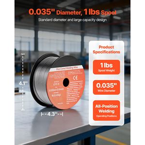Filo per saldatura MIG a nucleo fuso E71T 11 da 0,035 pollici, 1 libbra, senza gas, per acciaio dolce, a bassa schizziatura, per saldatura ad arco in tutte le posizioni, 5 kg - Product Image 2